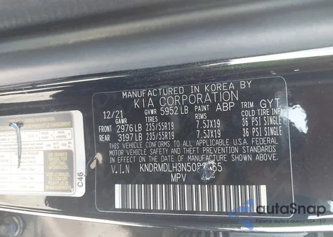 2022 Kia Sorento Plug-In Hybrid Sx Prestige z USA, uszkodzony, nr VIN KNDRMDLH3N5088265